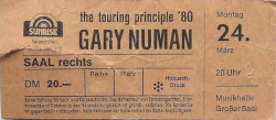 Gary Numan Ticket Hamburg Musikhalle 1980